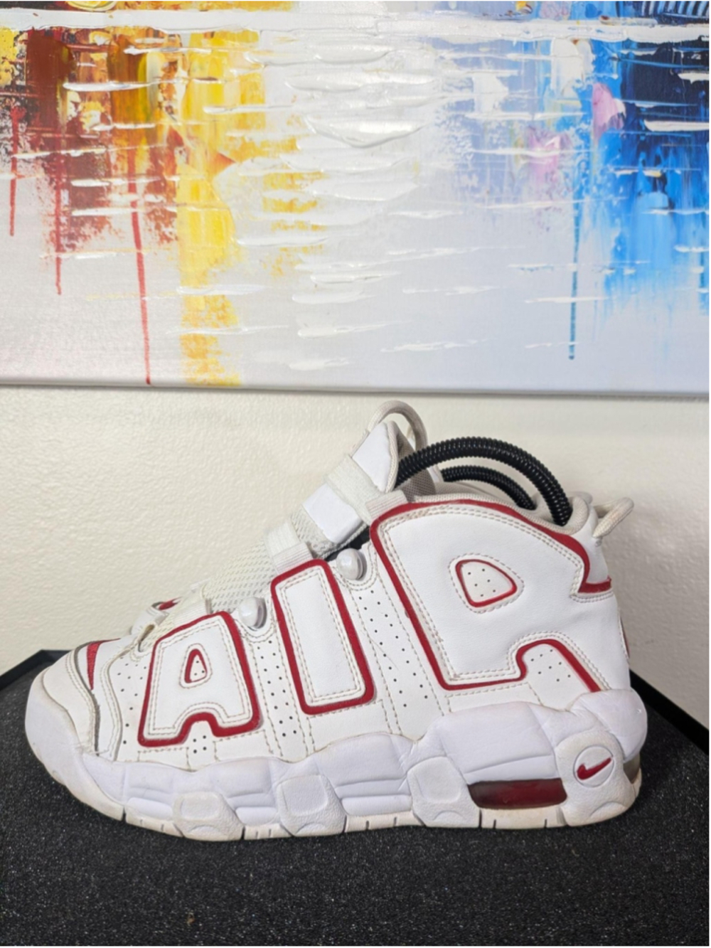 Nike Air More Uptempo Shoes Youth Size 5.5Y White Red Sneakers 415082-108